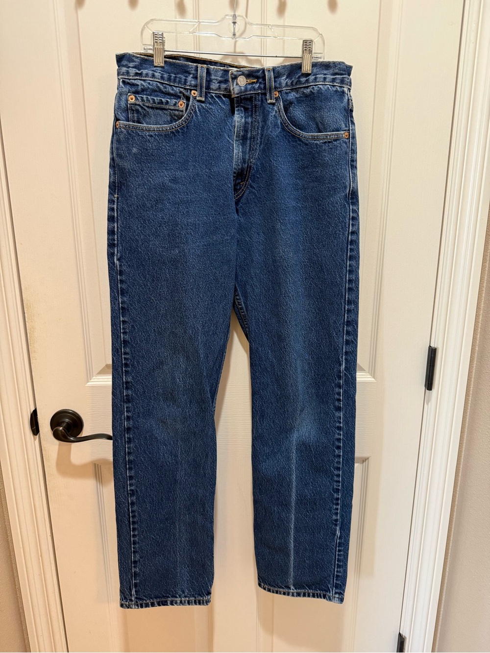 Men's Levi 505 Regular Fit Denim Jeans in Dark Blue 32x32